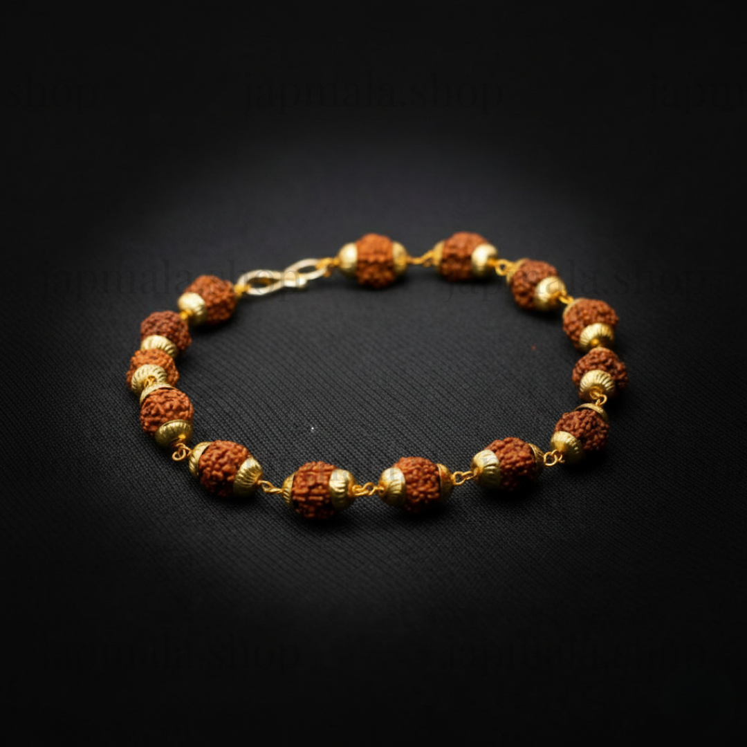 Gold Plated Rudraksha Bracelet For Men - Image 4