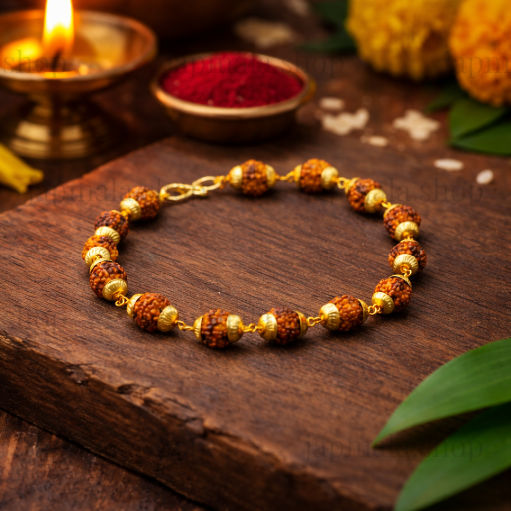 Gold Plated Rudraksha Bracelet For Men
