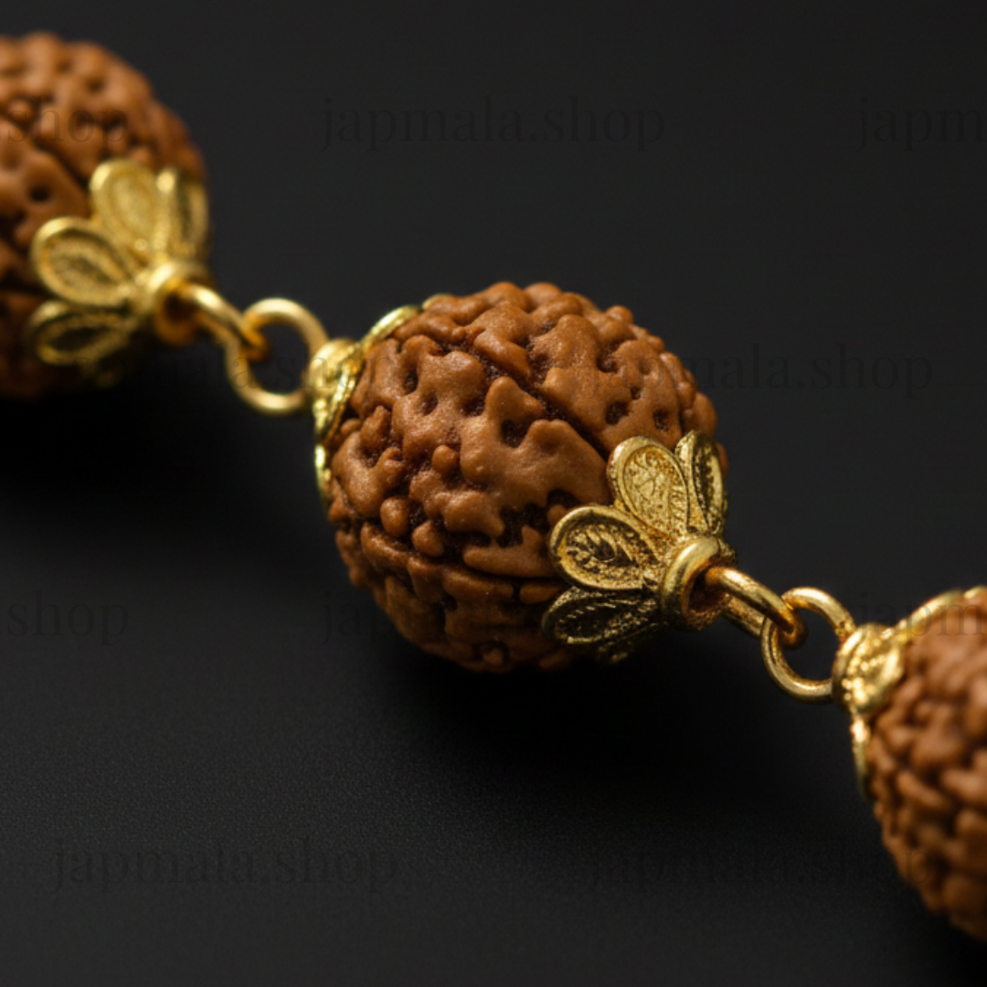 Gold Plated Rudraksha Bracelet For Men - Image 3