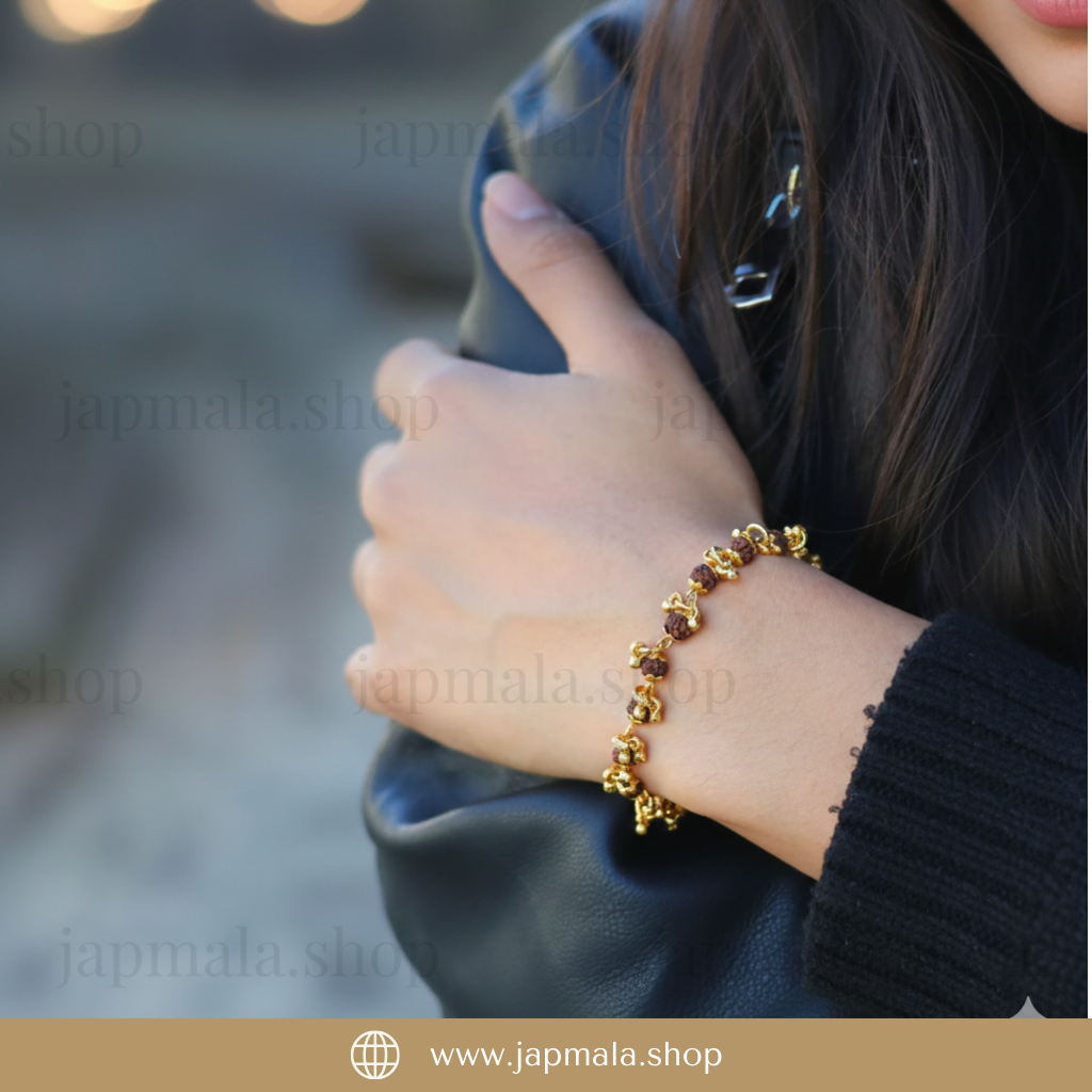 Gold Plated Elemental Rudraksha Bracelet For Women - Image 2