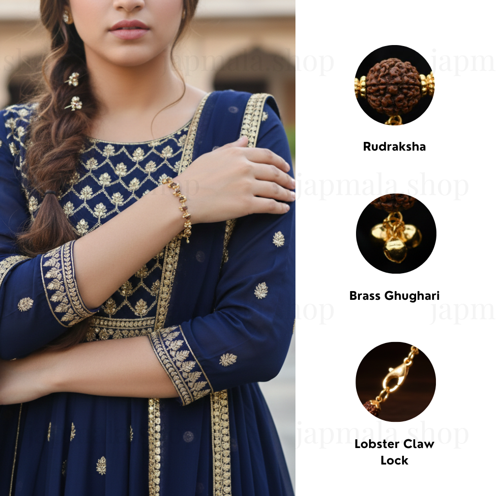 Gold Plated Elemental Rudraksha Bracelet For Women - Image 3