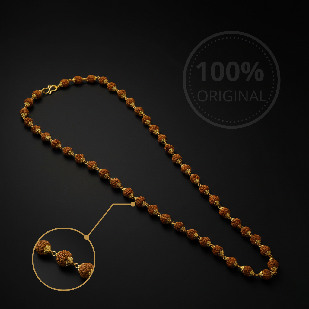 Gold Plated Eternal Grace Rudraksha Mala - Image 3