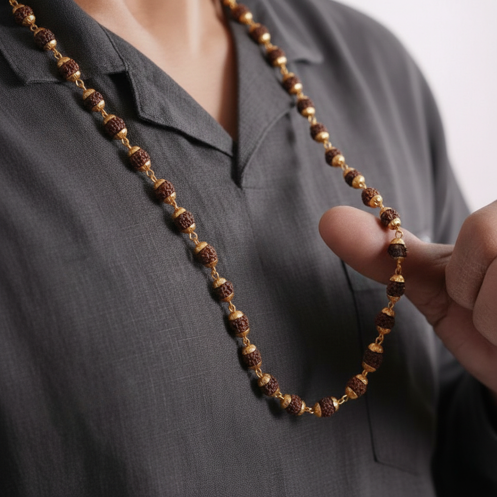 Gold Plated Eternal Grace Rudraksha Mala - Image 4