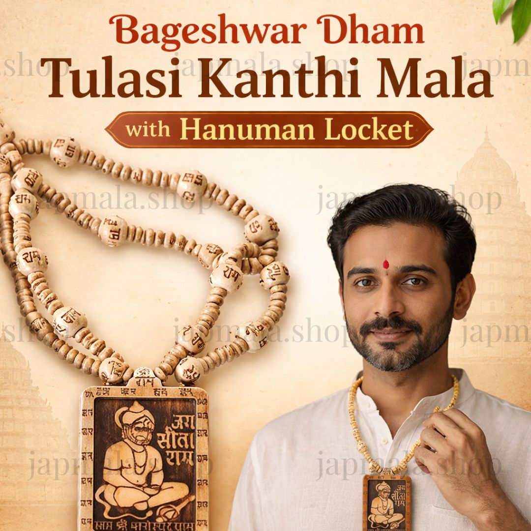 Tulsi Kanthi Mala with Hanuman Locket – 22 Inch Handmade - Image 2