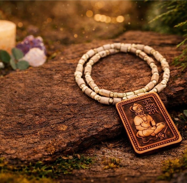 SRI BAGESHWAR DHAM Hanuman Pendant Tulasi Mala | SITARAM Tulsi | Bageshwar Dham Wood Chain - Image 4