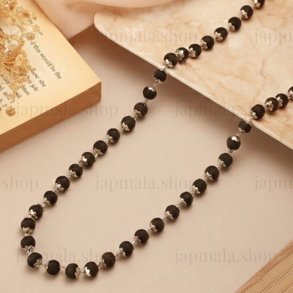 Silver Plated Eternal Karungali Mala - Natural Ebony Wood