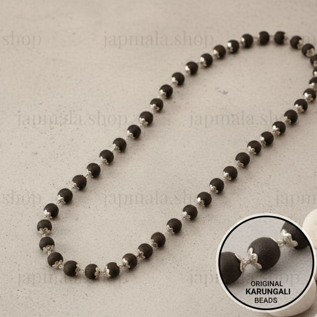 Silver Plated Eternal Karungali Mala - Natural Ebony Wood - Image 4