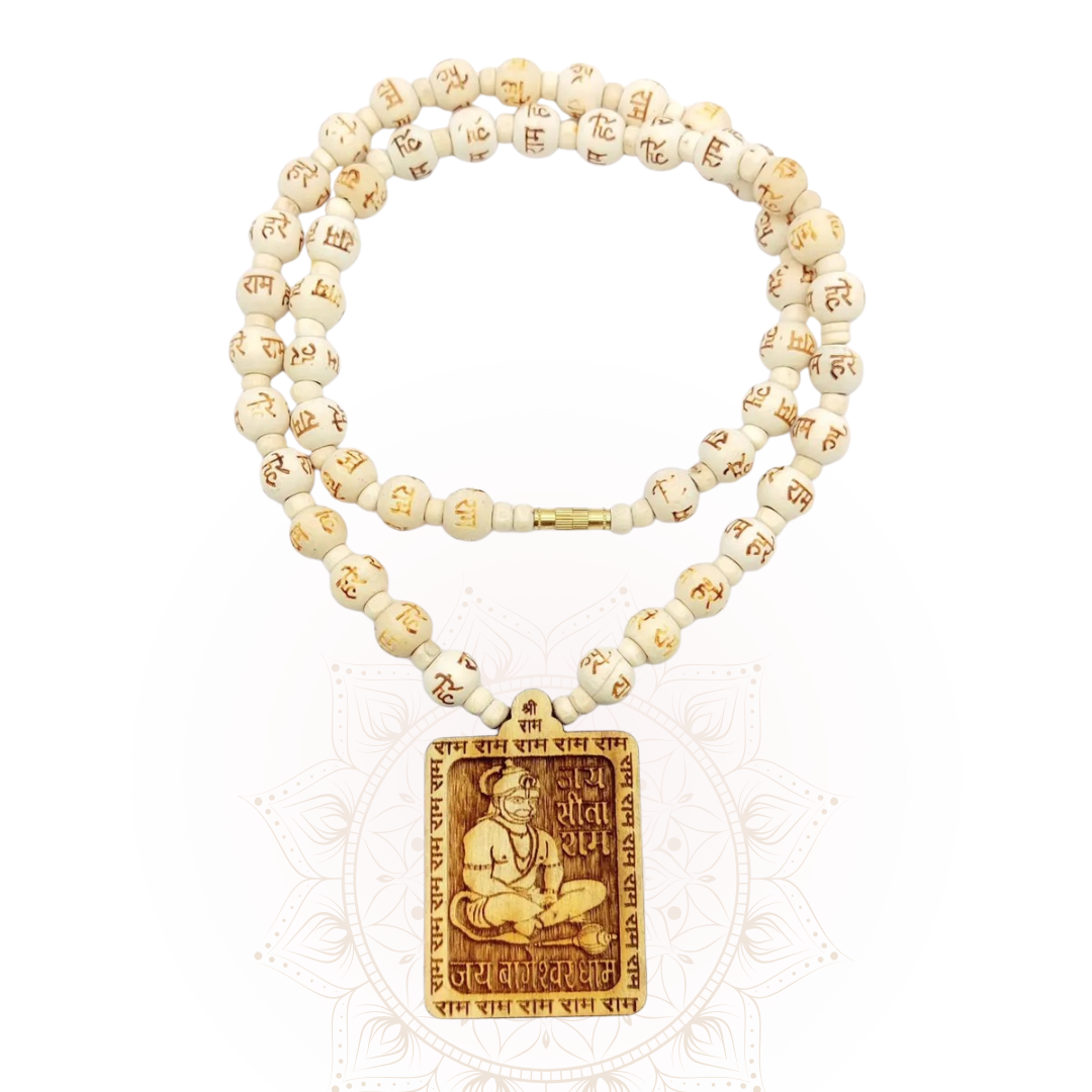 Hanuman Locket | Hare Rama Hare Krishna Round Beads Mala - Image 3