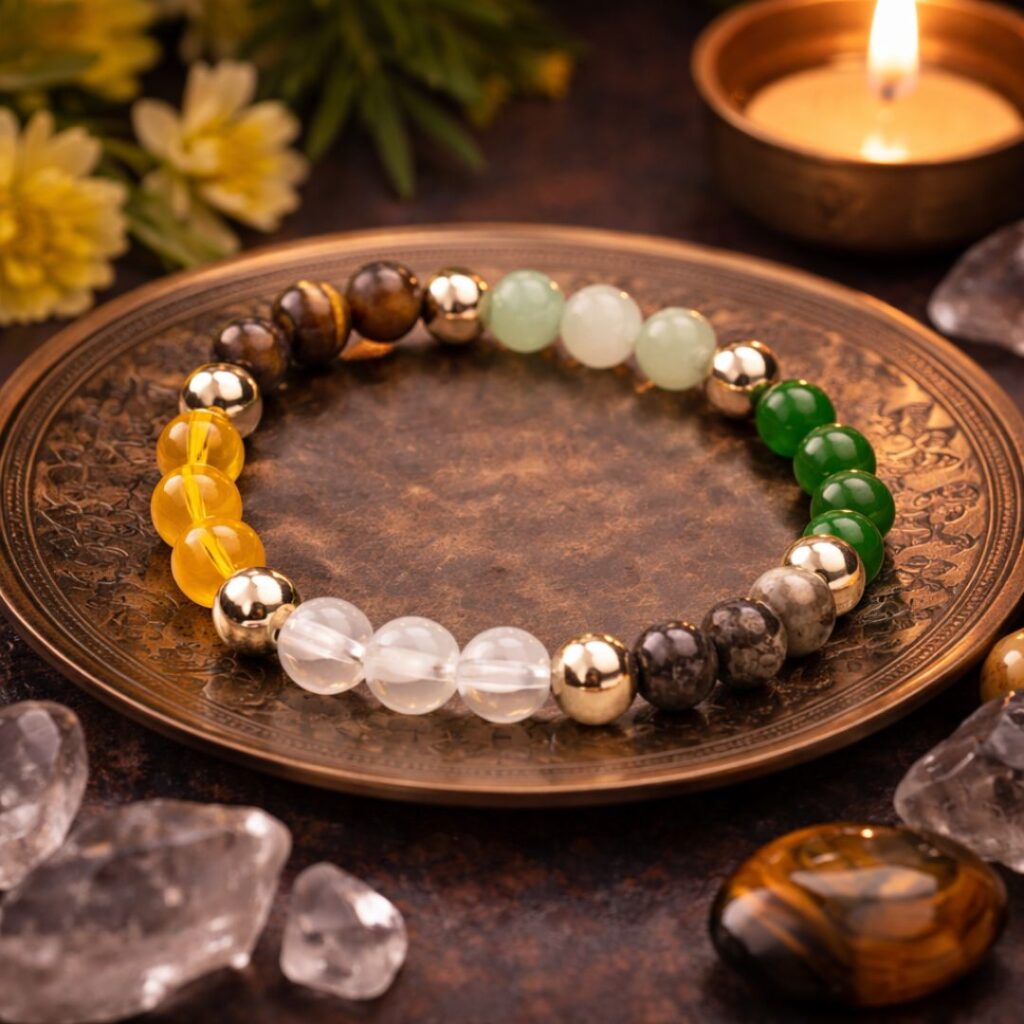 Dhan Yog Bracelet with 6 Crystals and Selenite Plate