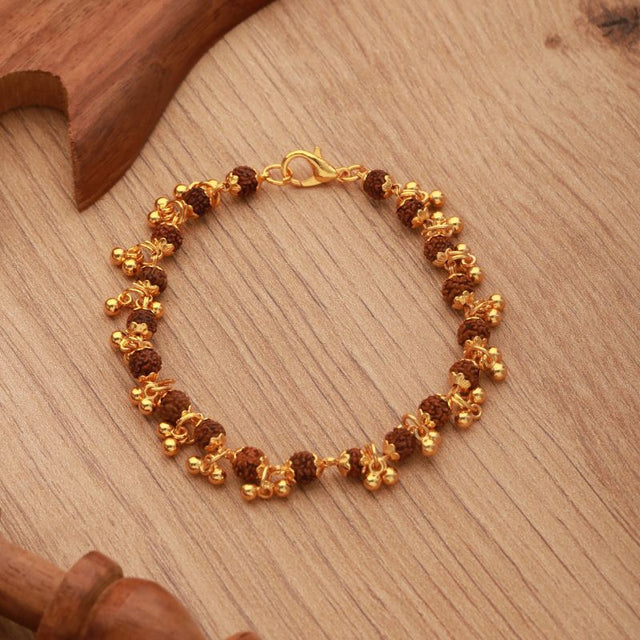 Gold plated Elemental Rudraksha bracelet for women