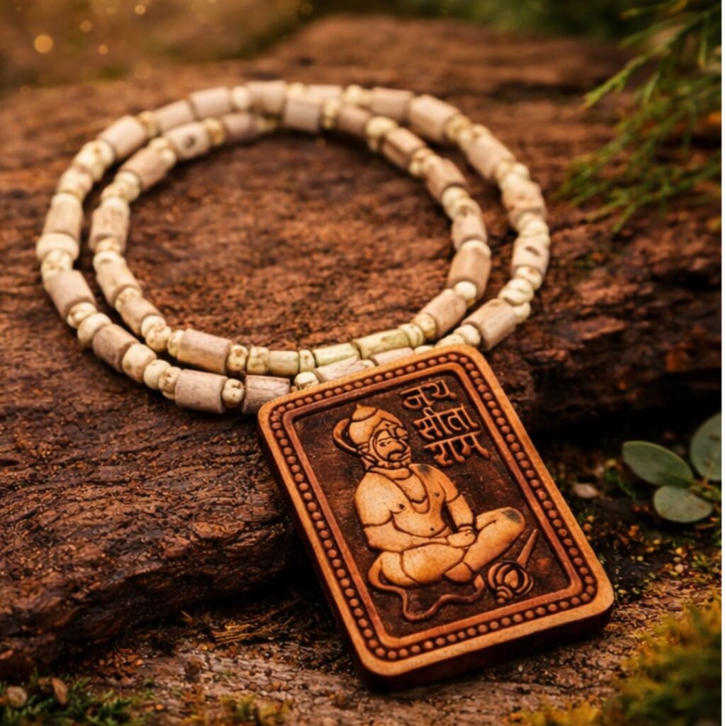 Hanuman Ji Tulsi Locket ✦ Original Vrindavan Tulsi Mala